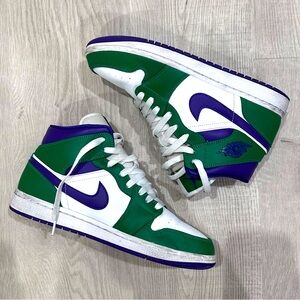 Green and Purple Jordan Mids